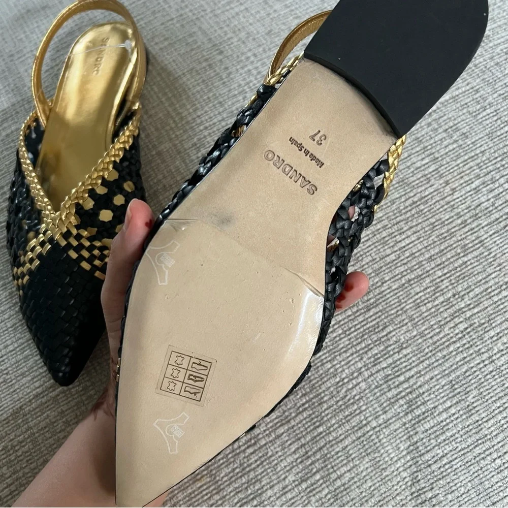 Sandro Black and Gold Flats - Picture 6 of 9